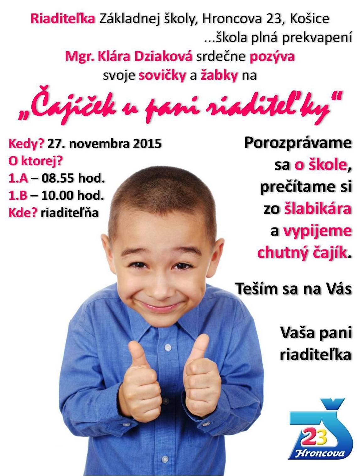 Čajíček u pani riaditeľky