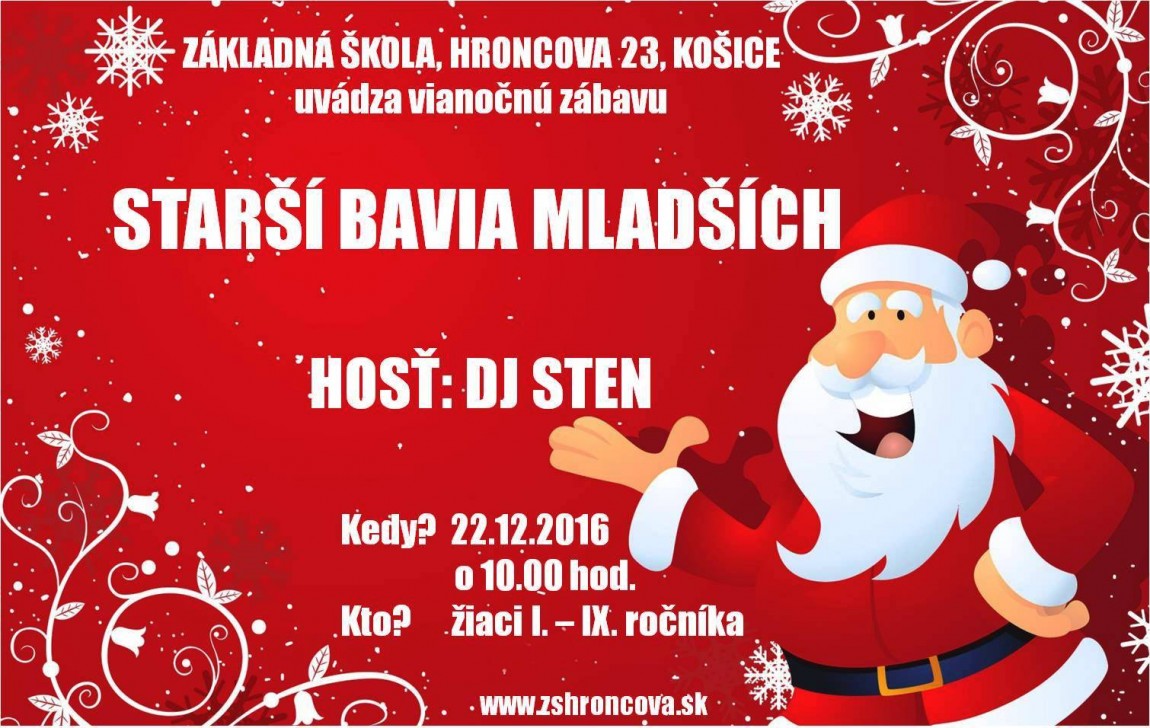 Starší bavia mladších – vianočná zábava – 22.12.2016