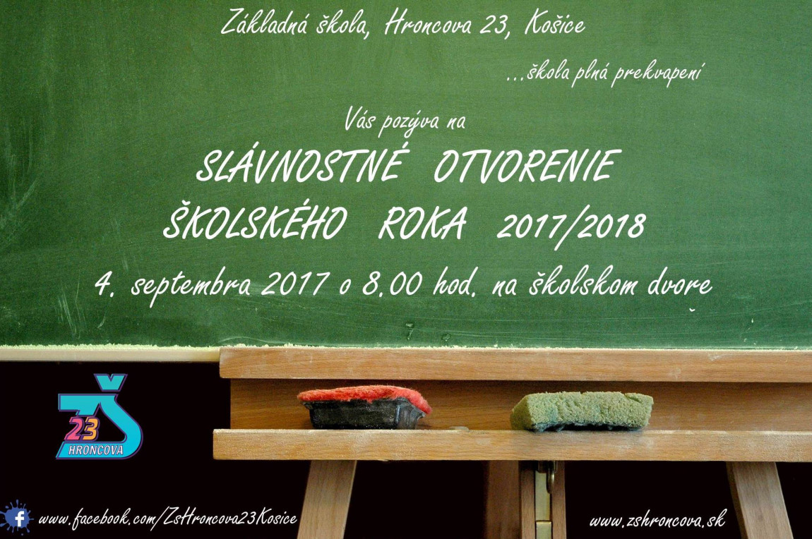 Slávnostné otvorenie školského roka 2017/2018 – POZVÁNKA