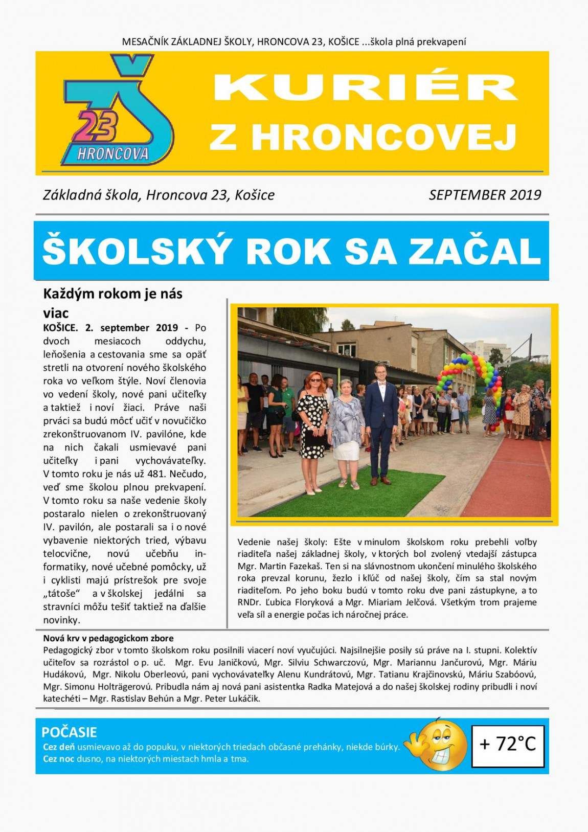 Kuriér z Hroncovej – SEPTEMBER 2019