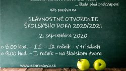 Slávnostné otvorenie školského roka 2020/2021