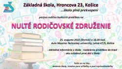 POZVÁNKA – Nulté rodičovské združenie 25.8.2022