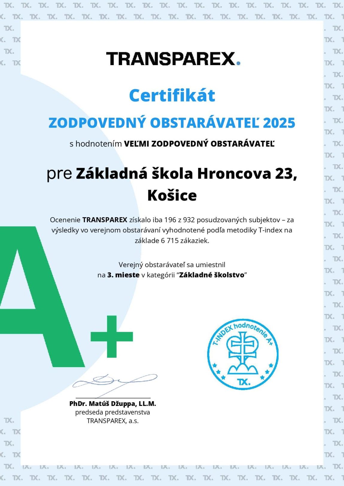 ZÍSKALI SME OCENENIE ZODPOVEDNÝ OBSTARÁVATEĽ 2025!
